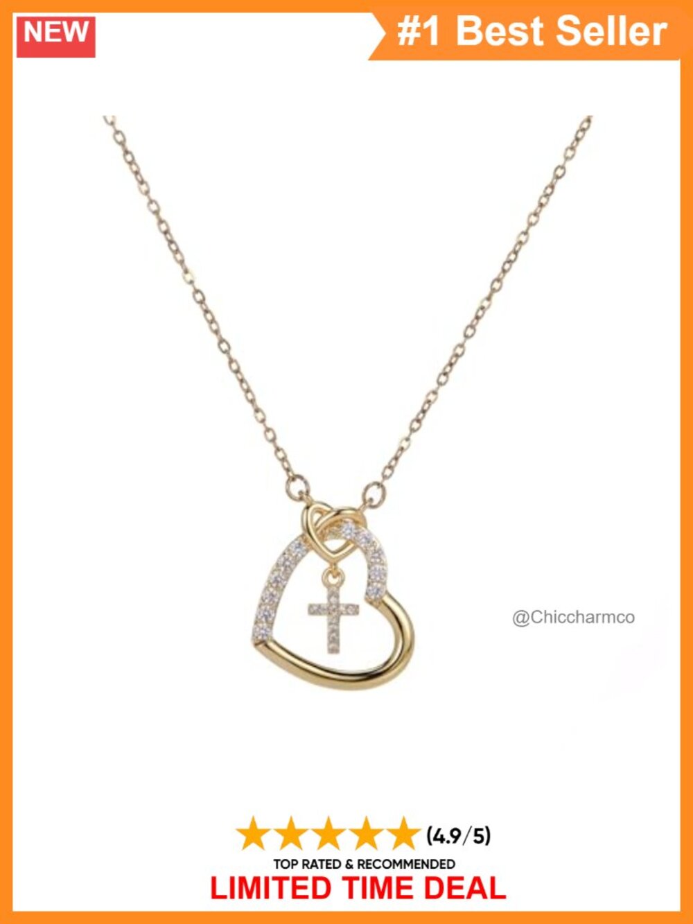 Minimalist Hollow Heart Pendant Necklace Cubic Zirconia Stainless Steel Snake